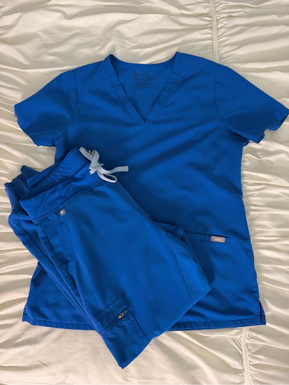 Figs Royal Blue Women's Scrub Top and Jogger Pants
